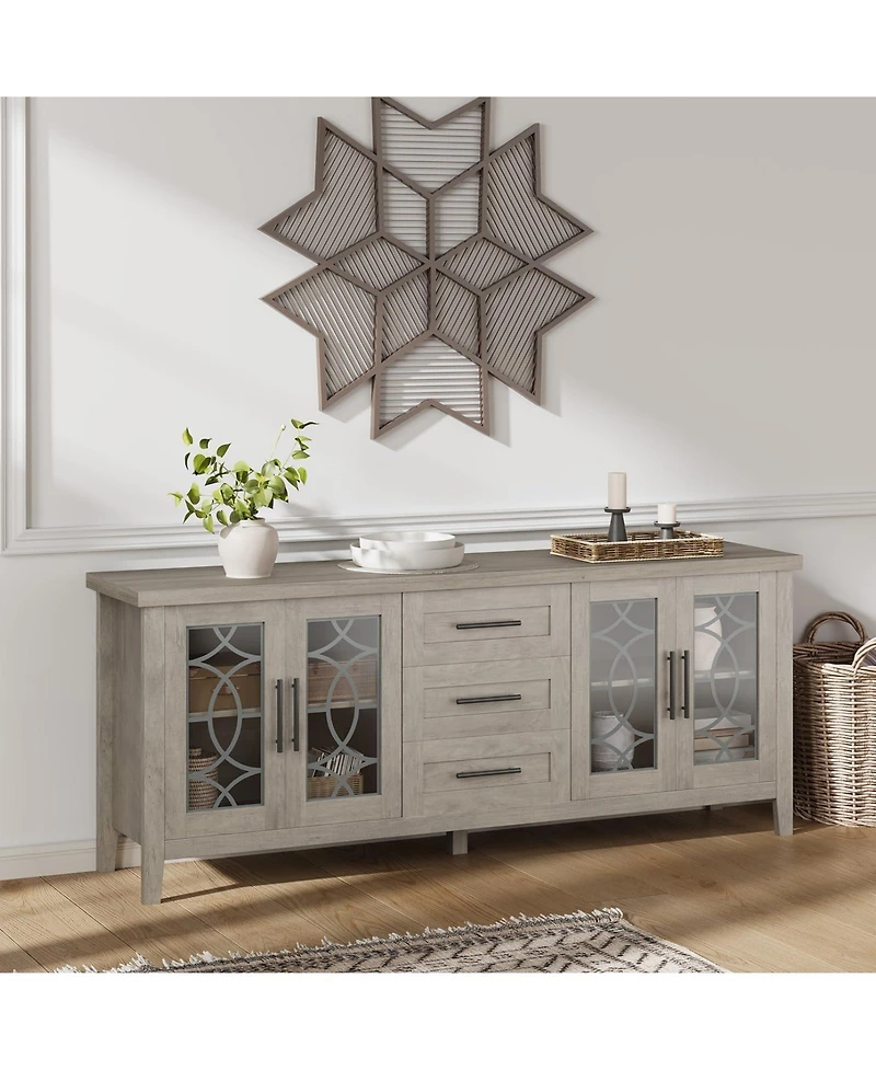 gaomon Farmhouse Tv Stand with Glass Door for 70 Inch Tv