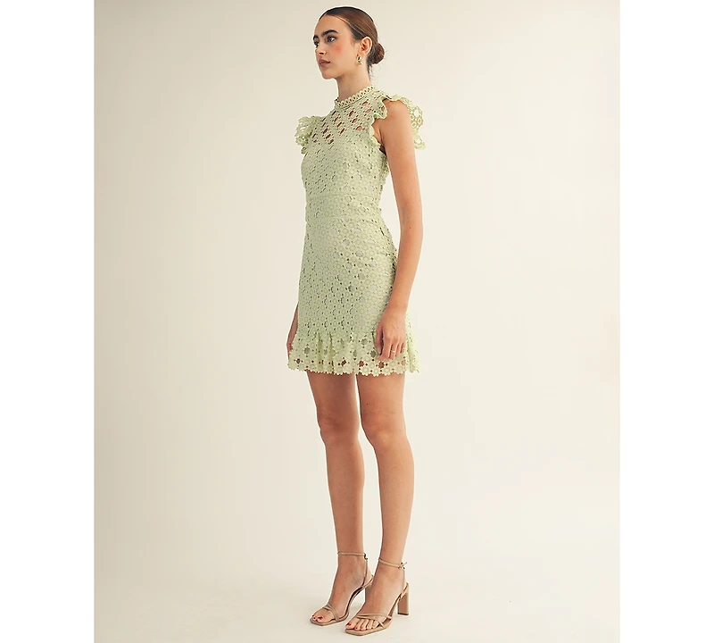 Arose Studio, Inc Women's Sophia Lace High Neck Mini Dress