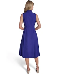 Calvin Klein Women's Collared Neck Side Pleated Shirt Dress