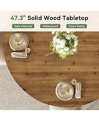 Tribesigns 47" Solid Wood Dining Table for 4-6, Round Kitchen Table with Wood Legs, Farmhouse Kitchen & Dining Room Furniture