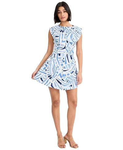 Donna Morgan Women's Extended-Shoulder Boat Neck Mini Dress