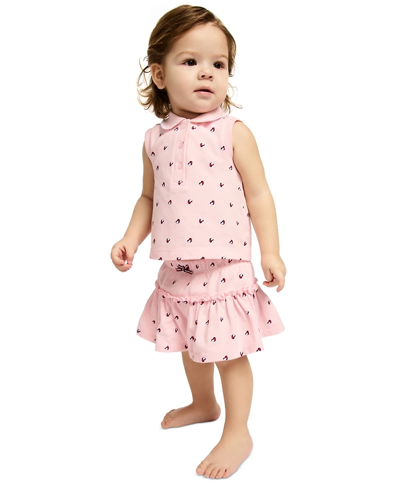 Tommy Hilfiger Baby Girls' Printed Top and Skirted Bloomers, 2-Piece Set