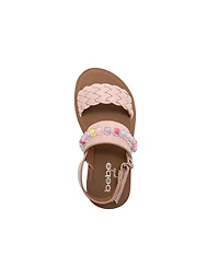 Bebe Little Girls Girl's Fashion Sandals Woven Vamp Style with Beads and Logo Charm