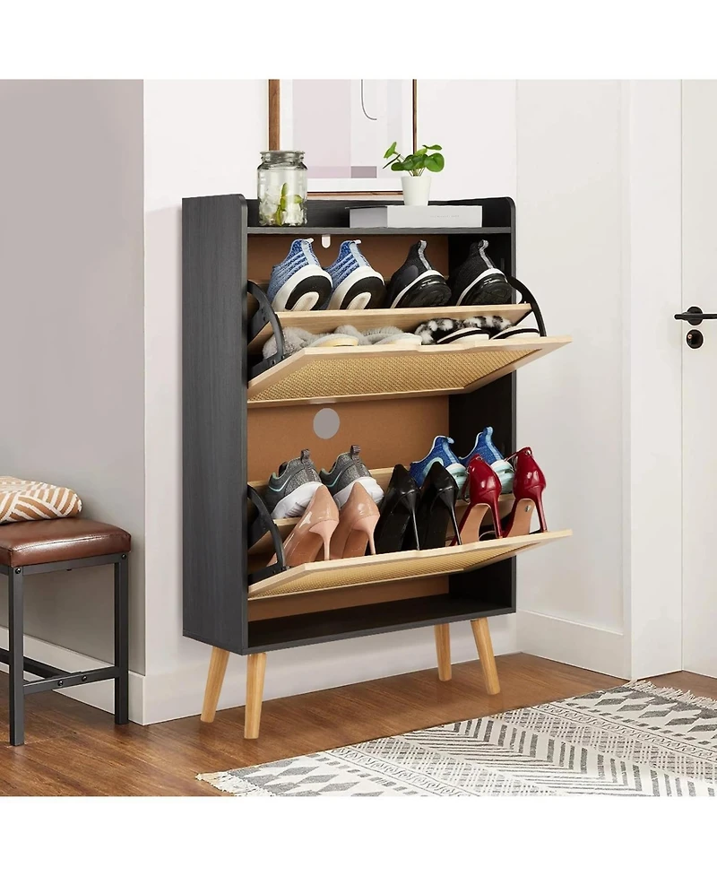 gaomon Shoe Cabinet with Doors Storage Organizer Sturdy Mdf Shoe Rack Space Saving Shoe Shelf Modern White Shoe Storage Cabinet for Entryway Closet