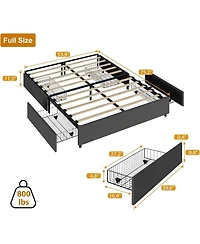 gaomon Platform Bed Frame with 4 Storage Drawers and Strong Wooden Slats Support