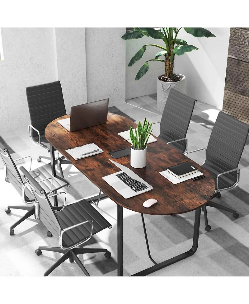 71 Inches Executive Table, Oval Home Office Table with Cable Management Hole