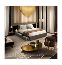 gaomon Platform Bed Frame with 4 Storage Drawers and Strong Wooden Slats Support