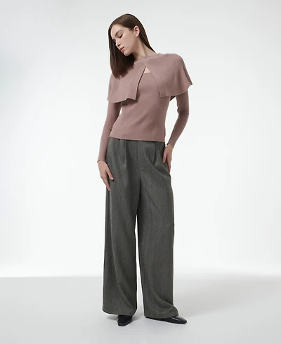 Leem Women's Cape Detail Fitted Sweater