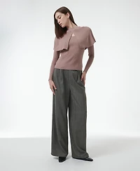 Leem Women's Cape Detail Fitted Sweater