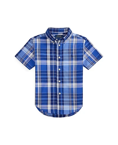 Polo Ralph Lauren Boys' 2-7 Plaid Cotton Poplin Short-Sleeve Shirt