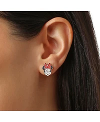 Disney Minnie Mouse Bow Earring Set, 3 Pairs (Hoops, Drops & Studs), Silver Tone