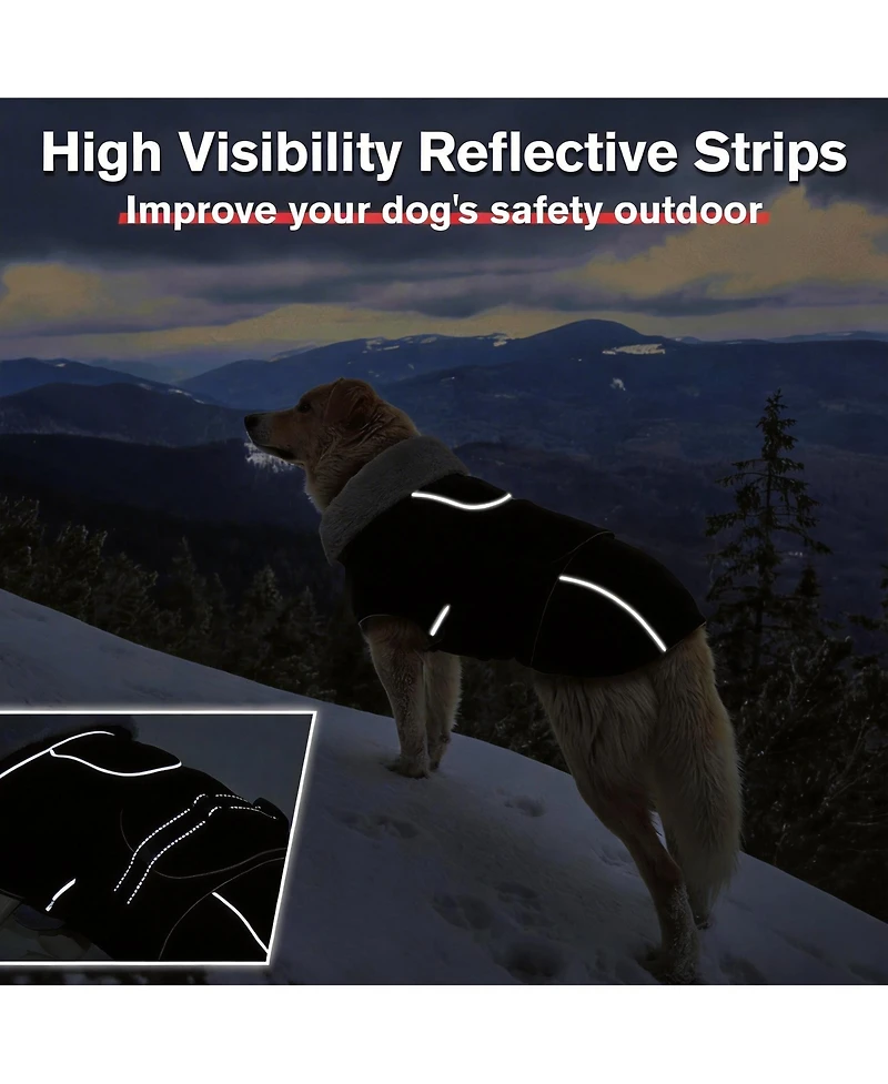 Aronkl Reflective Waterproof Dog Jacket with Fur Collar & Adjustable Buckle for Cold Weather