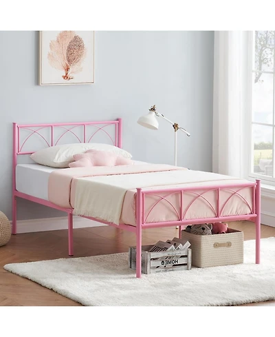 gaomon Twin Size Bed Frame with Headboard and Footboard, Twin Bed Frame for Girls/Boys/Teens, Heavy Duty Metal Slat Support