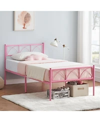 gaomon Twin Size Bed Frame with Headboard and Footboard, Twin Bed Frame for Girls/Boys/Teens, Heavy Duty Metal Slat Support