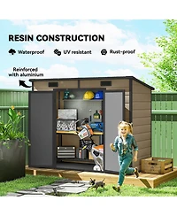 Outsunny 8' x 4' Outdoor Storage Shed, Resin Shed with Floor,