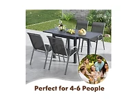 Slickblue Extendable Aluminum Outdoor Dining Set with 4 Stackable Chairs