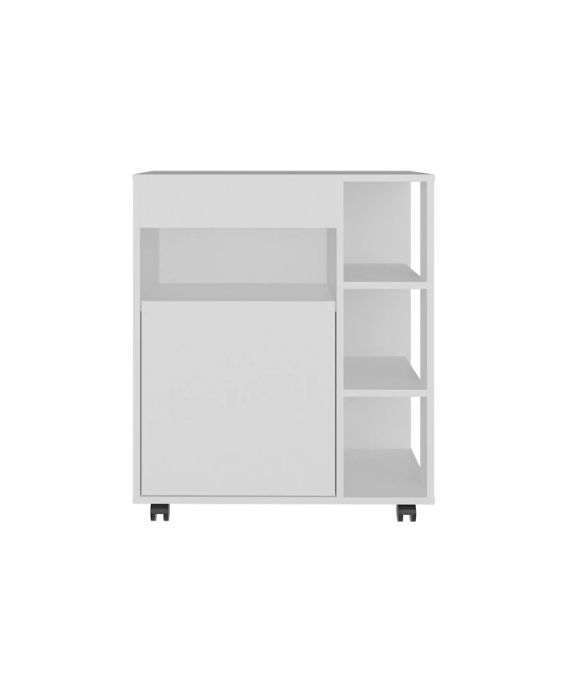 Fm Furniture Zombia Space-Saving Microwave Cart Cabinet,Storage, Microwave Stand, and Rolling Wheels, White