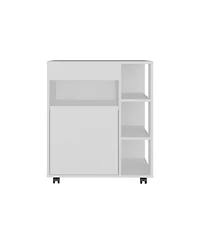 Fm Furniture Zombia Space-Saving Microwave Cart Cabinet,Storage, Microwave Stand, and Rolling Wheels, White