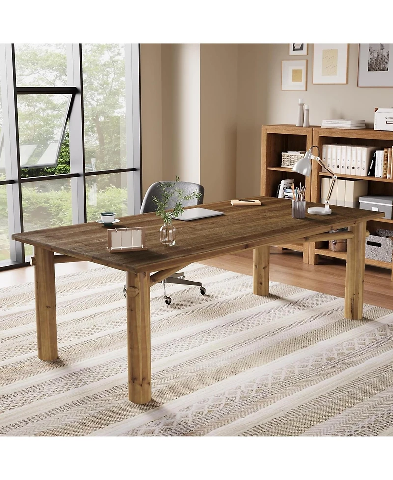 Tribesigns Solid Wood Home Office Desk, 62.99" Large Farmhouse Executive Desk, Computer Table for Office, Conference Room, Study Room