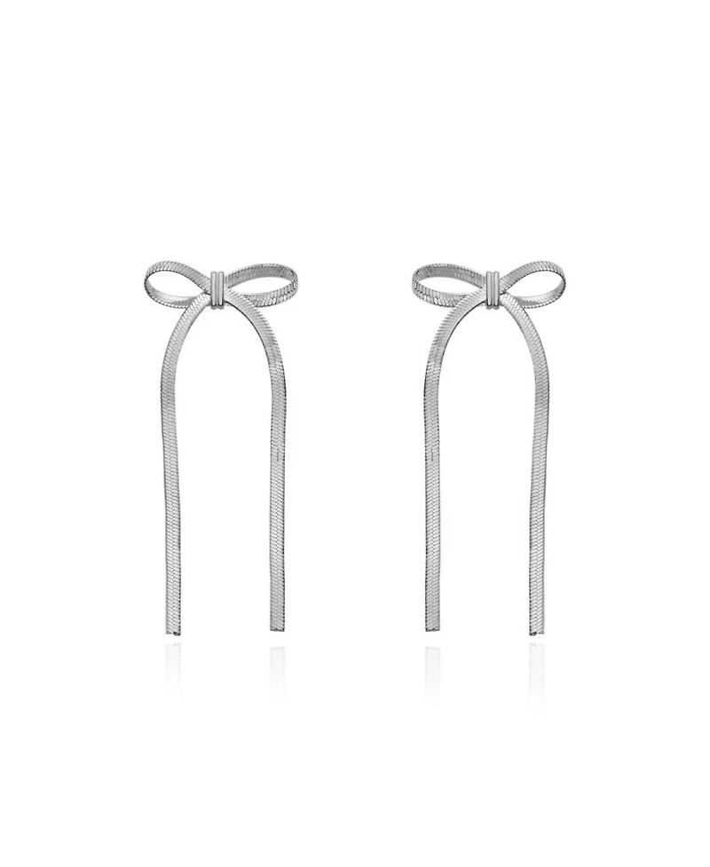 The Lovery Herringbone Sterling Silver metal Bow Earrings