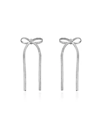 The Lovery Herringbone Sterling Silver metal Bow Earrings