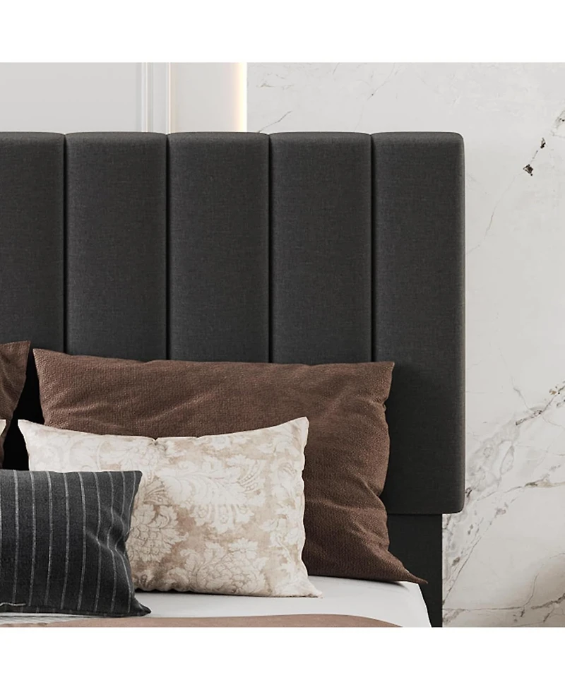 gaomon King Upholstered Bed Frame 4 Storage Drawers Adjustable Headboard Wooden Slats Support No Box Spring