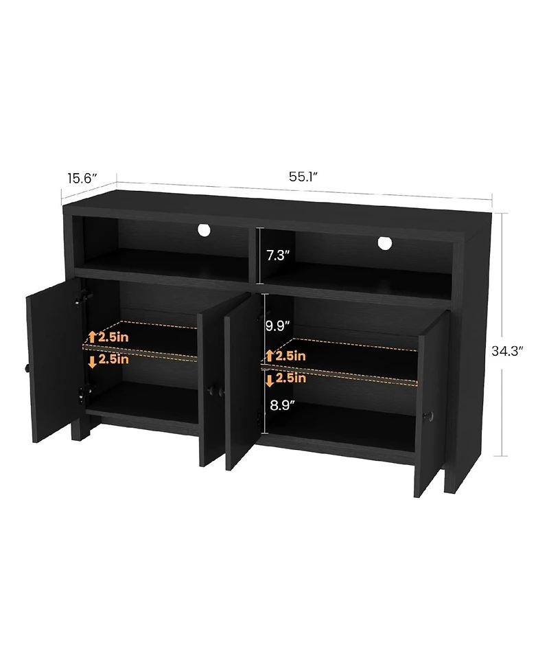 gaomon Buffet Sideboard with Storage, 4 Doors & Adjustable Shelves, 55'' Large Farmhouse Kitchen Storage Cabinet Wood Coffee Bar