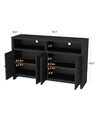 gaomon Buffet Sideboard with Storage, 4 Doors & Adjustable Shelves, 55'' Large Farmhouse Kitchen Storage Cabinet Wood Coffee Bar