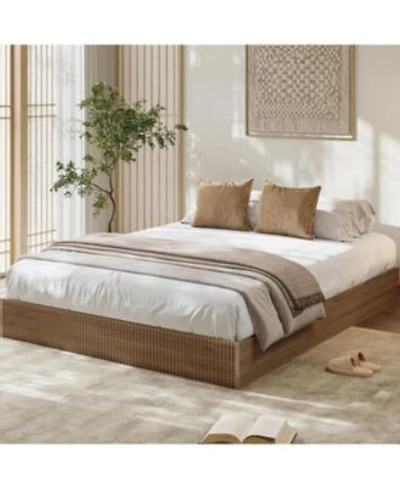 Gaomon California Bed Frame Wood Platform Bed With Fluted Design Low Profile Bedframe Minimalist Bed Base With Noise Free Easy Assembly