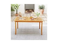 Slickblue 63-Inch Outdoor Dining Table with Umbrella Hole, Farmhouse Style