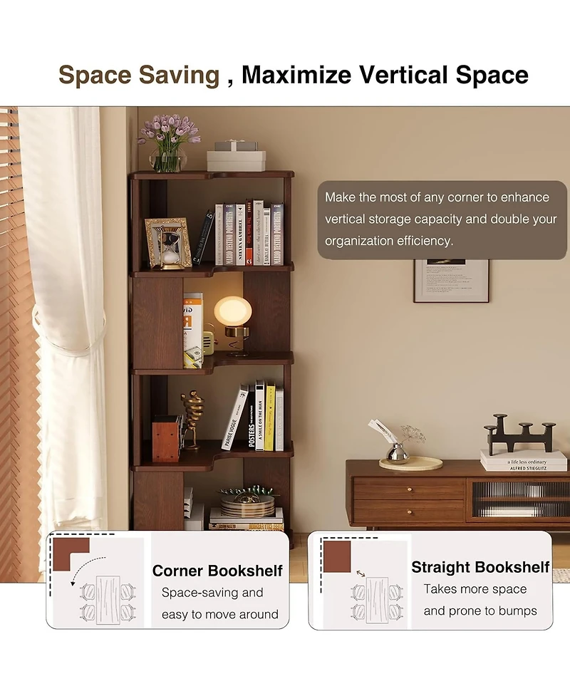 Rainsken 5 Tier L-Shaped Corner Bookshelf