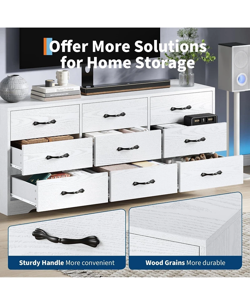 gaomon Tv stand with mount, 9 drawer modern media console for TVs