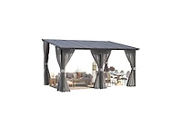 Aecojoy 14'x10' Wall Gazebo with Curtains and Mosquito Netting