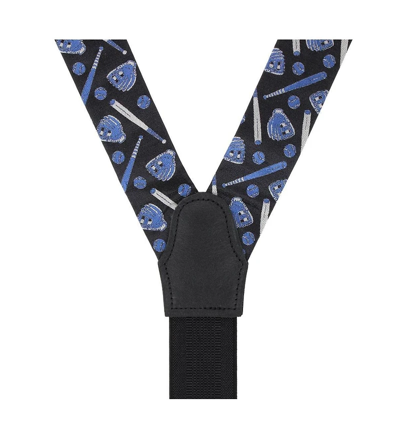 Trafalgar Men's Life Is Better with Baseball Novelty Silk Button End Suspenders