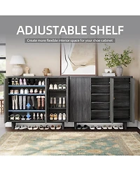 gaomon 46 Inch Shoe Cabinet with Fluted Door 5-Tier Storage Cabinet Rustic Entryway Shoe Bench for Hallway