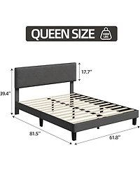 gaomon Noise-Free Upholstered Bed Frame – Queen Size Platform with Diamond Stitched Padded Headboard, Sturdy Wooden Slats, Easy Assembly