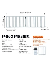 Cozito 24" x 80" Freestanding 4-Panel Foldable Dog Gate for Doorways and Hallways