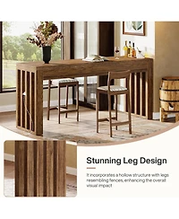 Tribesigns 63-inch Bar Table, Farmhouse Counter Height Pub Dining Table, Rectangular Kitchen Bar Height Table