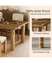 Tribesigns Solid Wood Dining Table for 6, 63-Inch Wooden Kitchen Table with Strong Legs, Farmhouse Rectangle Dinner Table