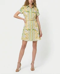 Taylor Petite Button-Front Belted Dress