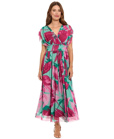 London Times Petite V-Neck Fit & Flare Dress