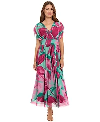 London Times Petite V-Neck Fit & Flare Dress