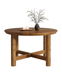 Tribesigns 47" Solid Wood Dining Table for 4-6, Farmhouse Round Kitchen Table