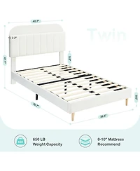 gaomon Storage Headboard, Velvet Upholstered Platform Blue Bedframe for Kids, Girl Bed, Strong Wooden Slats, Noise-Free