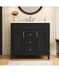 Sillysis Bathroom Vanity with Sink, Solid Wood Cabinet, Soft Close Doors and