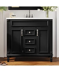 Sillysis Bathroom Vanity with Sink, Solid Wood Cabinet, Soft Close Doors and