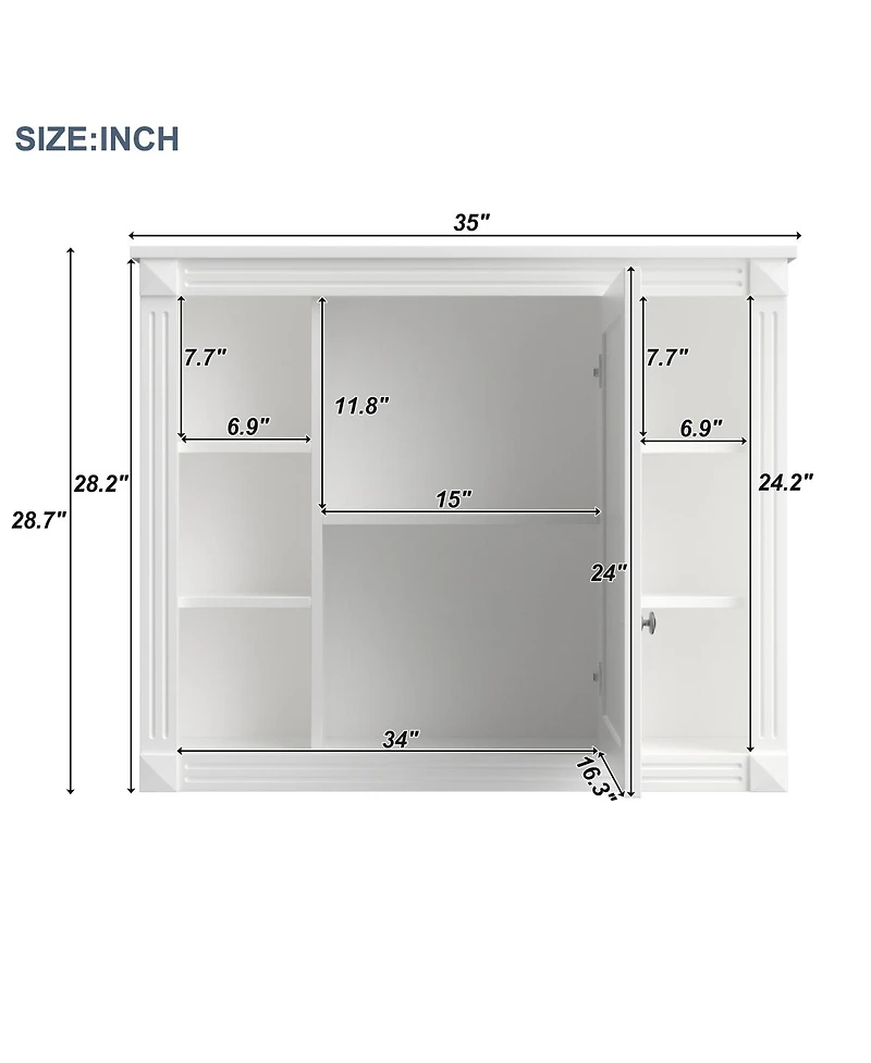 Sillysis 36" Bathroom Vanity with Sink and Mirror, Modern Freestanding Solid Wood Cabinet with Storage Drawers and Ceramic Top