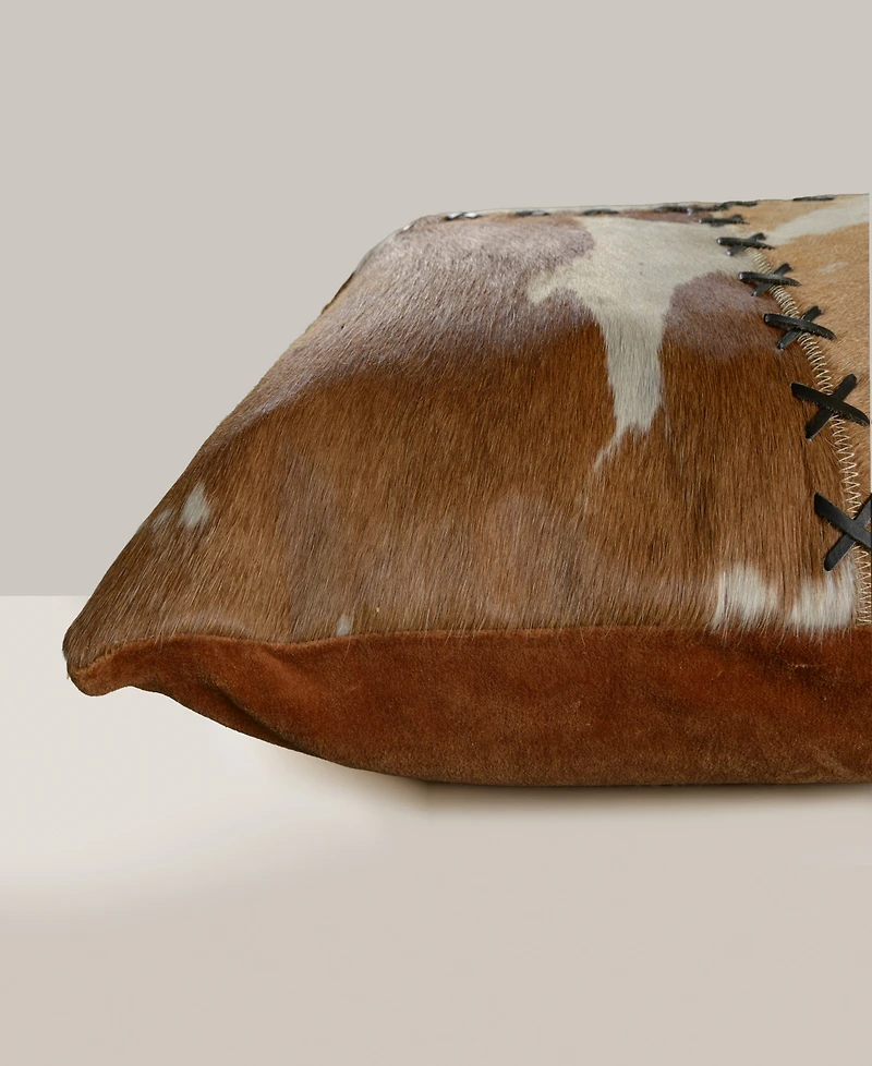 Rizzy Home Judith Leather Cotton Decorative Pillow, 22" x 22"