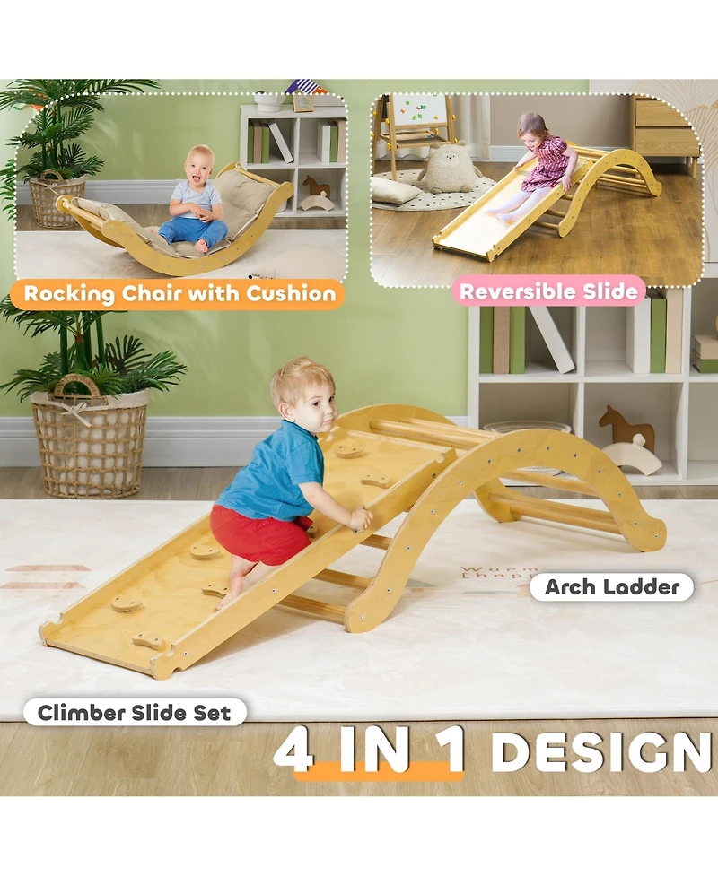 Hongge 4 in 1 Indoor Toddler Climbing Set with Ramp and Cushion