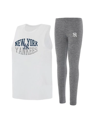 Concepts Sport Women's 2-Piece Charcoal/White New York Yankees Contend Tank Top and Leggings Set